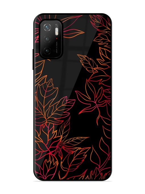 Red Floral Pattern Glossy Metal Phone Cover for Poco M3 Pro (5G) Zapvi