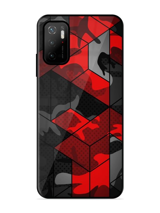 Royal Red Camouflage Pattern Glossy Metal Phone Cover for Poco M3 Pro (5G)