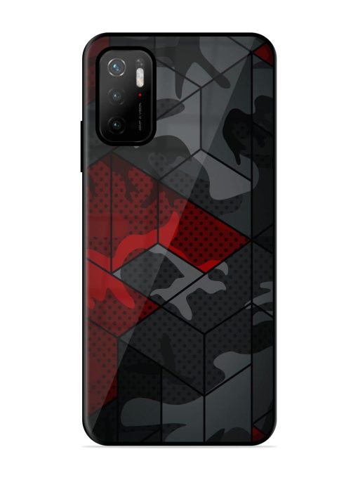 Red And Grey Pattern Glossy Metal Phone Cover for Poco M3 Pro (5G) Zapvi