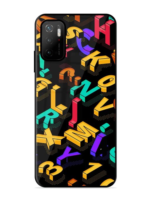 Seamless Pattern With Letters Glossy Metal Phone Cover for Poco M3 Pro (5G) Zapvi