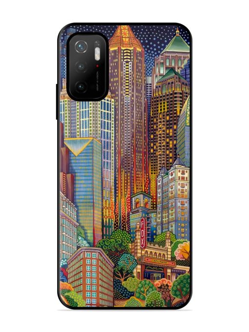 Cityscapes Art Glossy Metal Phone Cover for Poco M3 Pro (5G)