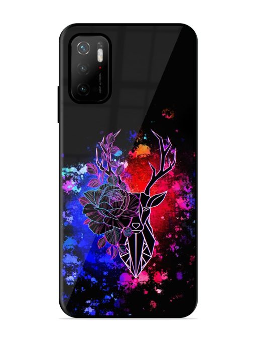 Floral Deer Art Glossy Metal Phone Cover for Poco M3 Pro (5G) Zapvi