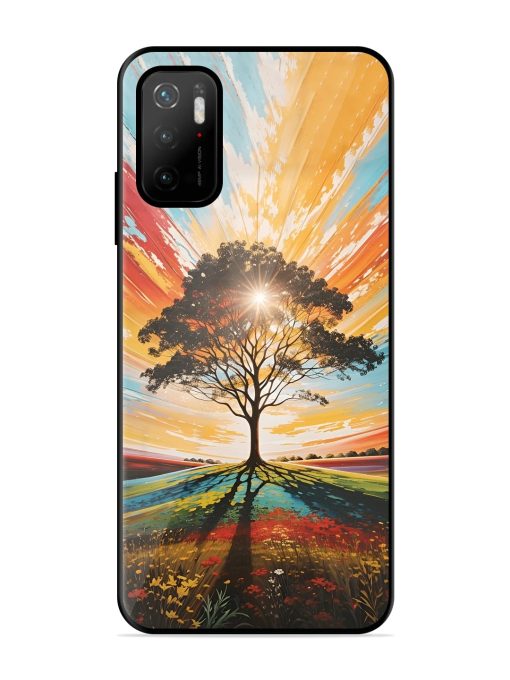 Abstract Tree Colorful Art Glossy Metal Phone Cover for Poco M3 Pro (5G)