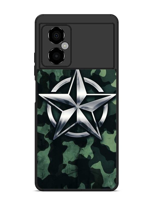 Indian Army Star Design Glossy Metal Phone Cover for Poco M4 (5G)