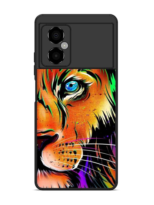 Colorful Lion Design Glossy Metal TPU Phone Cover for Poco M4 (5G)