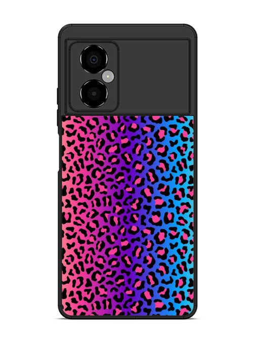 Colorful Leopard Seamless Glossy Metal Phone Cover for Poco M4 (5G)