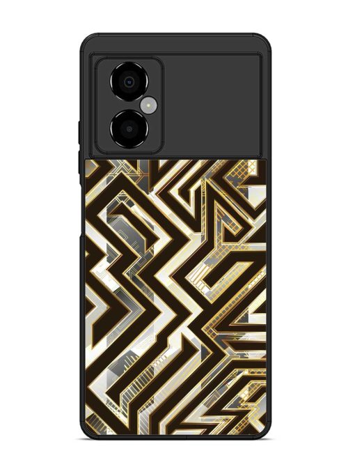 Technology Geometric Seamless Glossy Metal Phone Cover for Poco M4 (5G) Zapvi