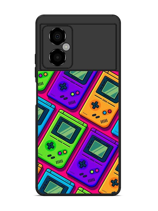 Game Seamless Pattern Glossy Metal Phone Cover for Poco M4 (5G) Zapvi