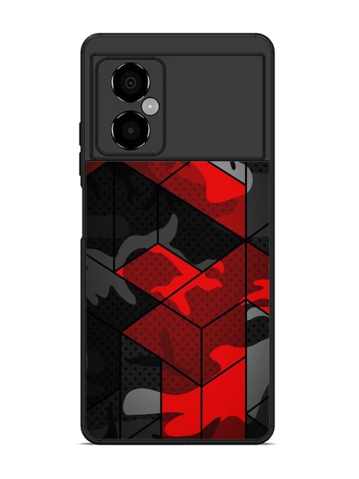 Royal Red Camouflage Pattern Glossy Metal Phone Cover for Poco M4 (5G) Zapvi