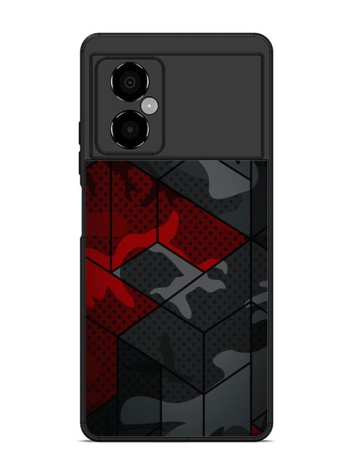 Red And Grey Pattern Glossy Metal Phone Cover for Poco M4 (5G) Zapvi