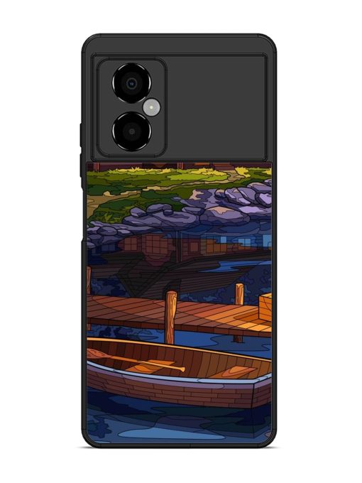 Village Night Scene Glossy Metal Phone Cover for Poco M4 (5G) Zapvi