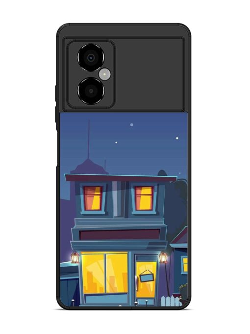 Vector Night House Glossy Metal Phone Cover for Poco M4 (5G)