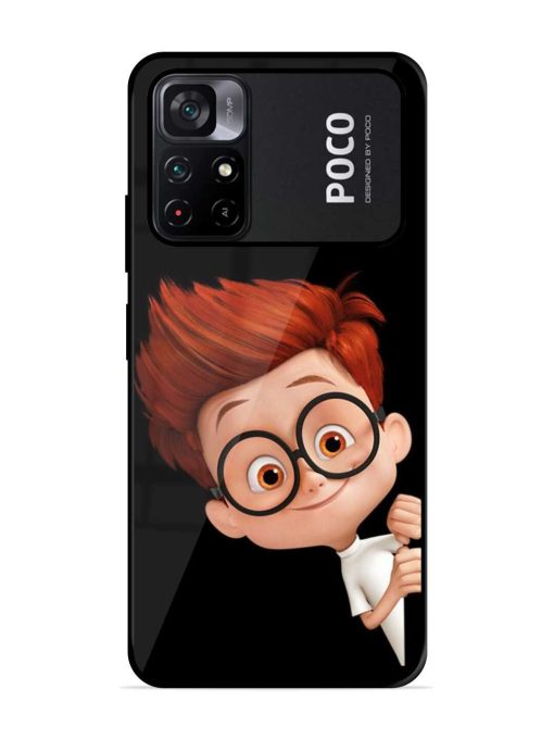 Smart Boy Cartoon Glossy Metal Phone Cover for Poco M4 Pro (5G) Zapvi