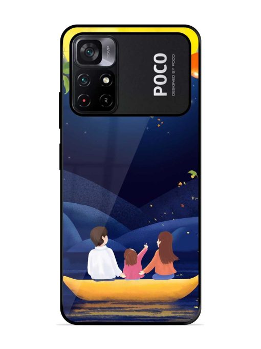 Happy Family And Beautiful View Glossy Metal Phone Cover for Poco M4 Pro (5G) Zapvi