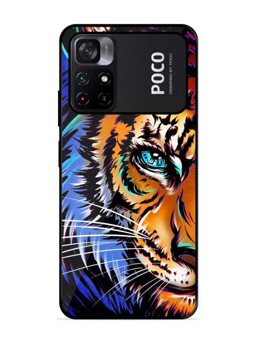 Colorful Lion Art Glossy Metal Phone Cover for Poco M4 Pro (5G) Zapvi