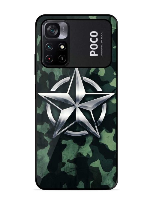 Indian Army Star Design Glossy Metal Phone Cover for Poco M4 Pro (5G) Zapvi