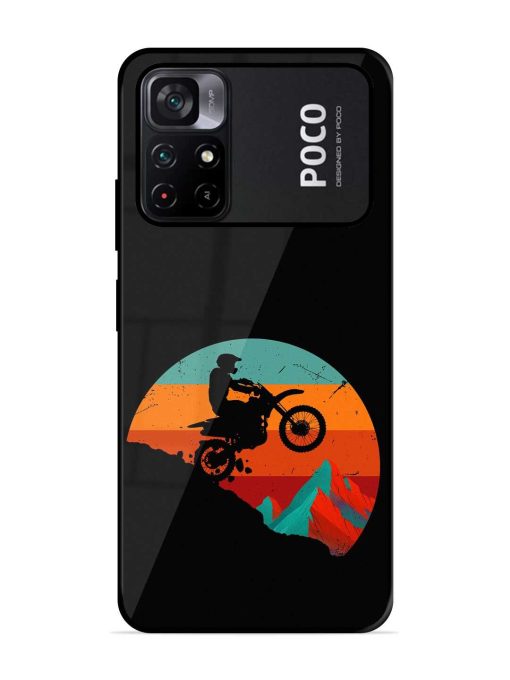 Mountain Bike Glossy Metal Phone Cover for Poco M4 Pro (5G)