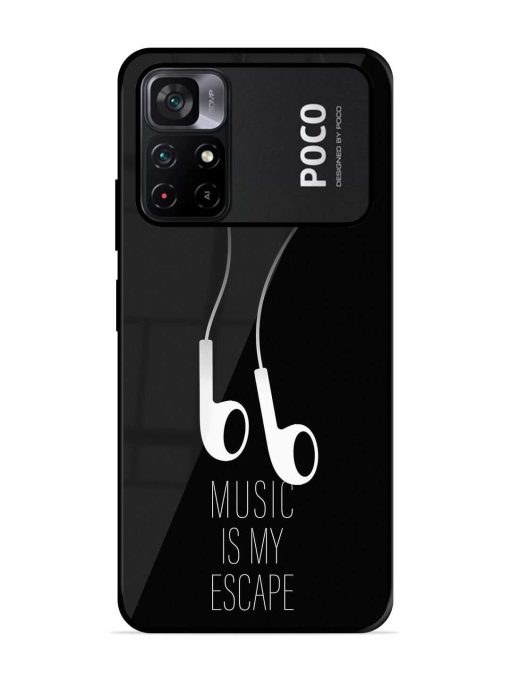 Music Is My Escape Glossy Metal Phone Cover for Poco M4 Pro (5G) Zapvi