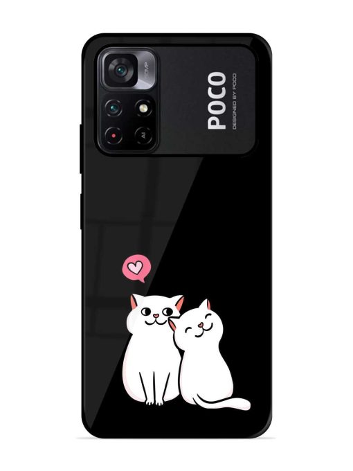 Cat Love Glossy Metal Phone Cover for Poco M4 Pro (5G) Zapvi