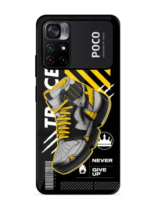 Shoe Background Glossy Metal Phone Cover for Poco M4 Pro (5G) Zapvi