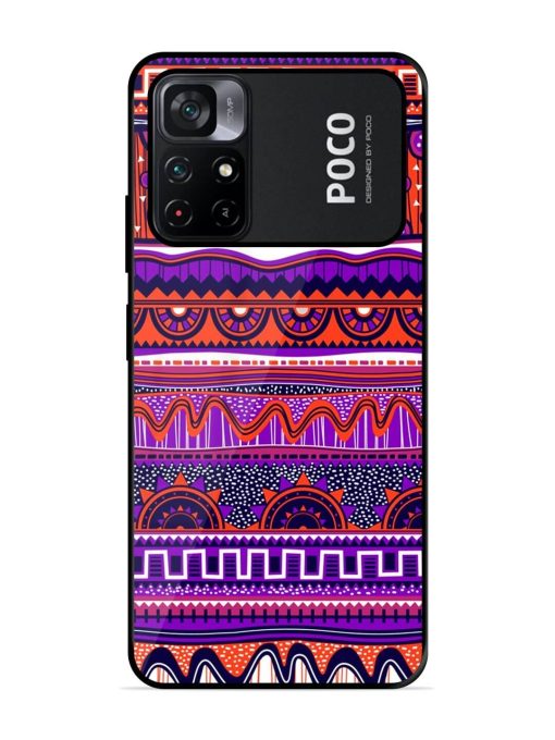 Ethnic Seamless Pattern Glossy Metal TPU Phone Cover for Poco M4 Pro (5G) Zapvi