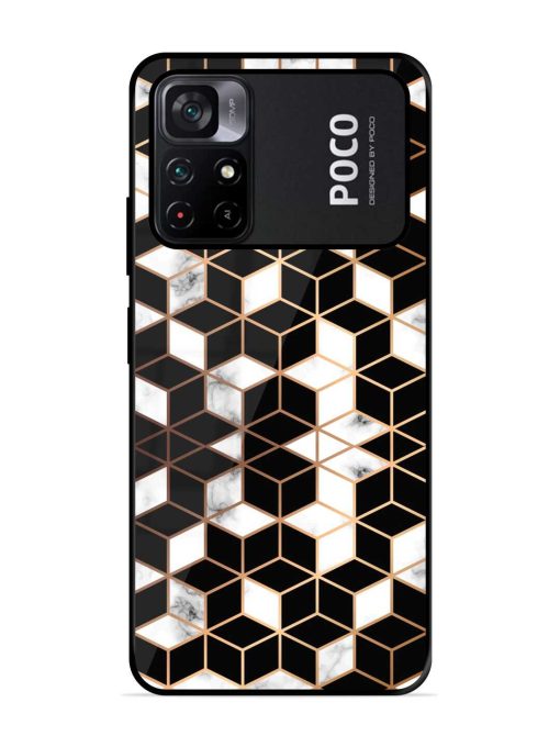 Vector Marble Texture Glossy Metal Phone Cover for Poco M4 Pro (5G) Zapvi