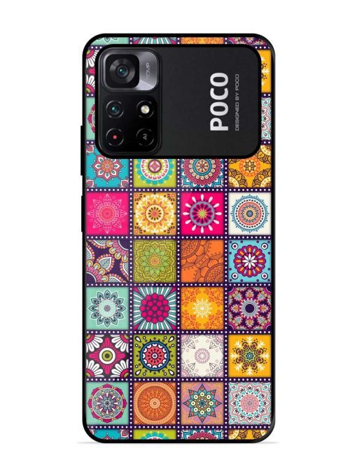 Seamless Pattern Vintage Glossy Metal Phone Cover for Poco M4 Pro (5G) Zapvi