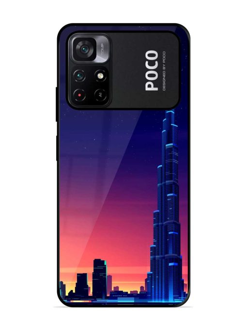 Burj Khalifa Abstract Glossy Metal Phone Cover for Poco M4 Pro (5G) Zapvi