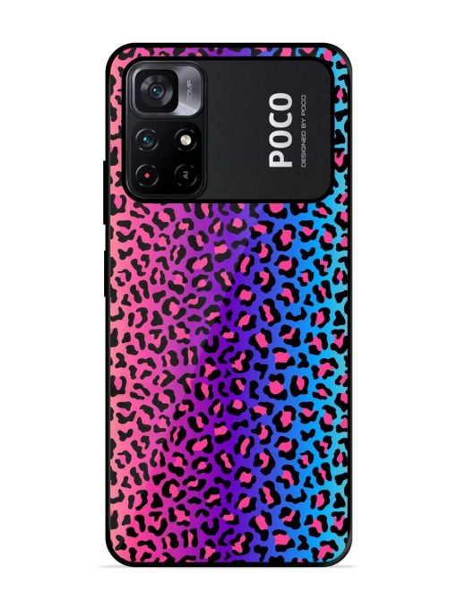 Colorful Leopard Seamless Glossy Metal Phone Cover for Poco M4 Pro (5G) Zapvi