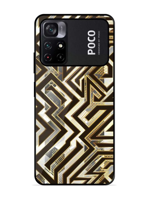 Technology Geometric Seamless Glossy Metal Phone Cover for Poco M4 Pro (5G) Zapvi