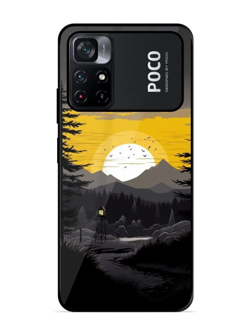 Sunset Vector Glossy Metal Phone Cover for Poco M4 Pro (5G)