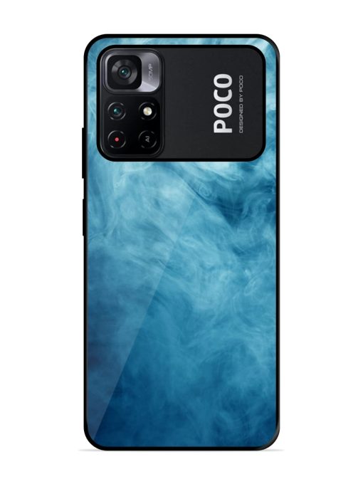 Blue Smoke Art Glossy Metal Phone Cover for Poco M4 Pro (5G) Zapvi