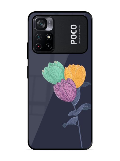 Flower Vector Glossy Metal Phone Cover for Poco M4 Pro (5G)