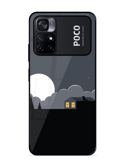 Full Moon Vector Art Glossy Metal Phone Cover for Poco M4 Pro (5G) Zapvi