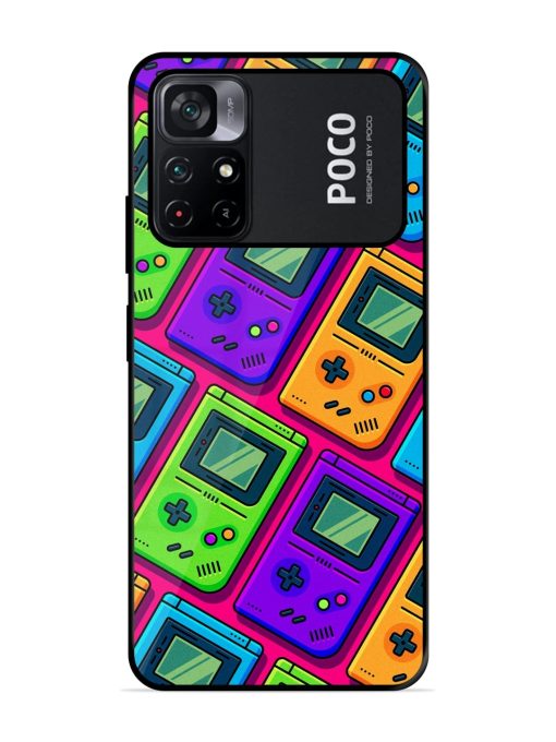 Game Seamless Pattern Glossy Metal Phone Cover for Poco M4 Pro (5G) Zapvi