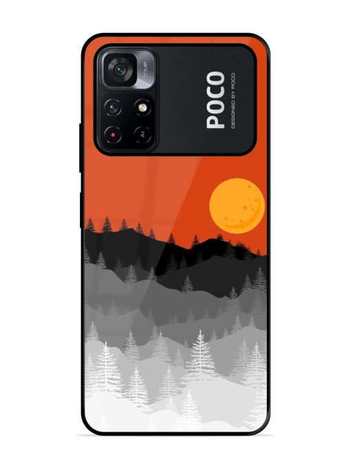 Mountain Lofi Sun Glossy Metal Phone Cover for Poco M4 Pro (5G)