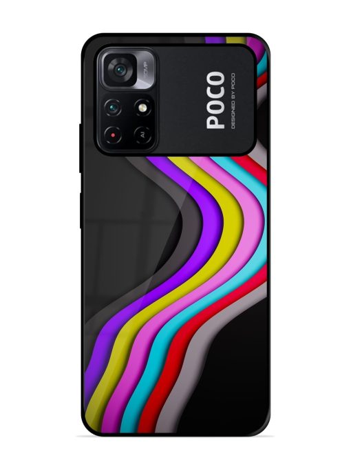 Liquid Blue Abstract Glossy Metal Phone Cover for Poco M4 Pro (5G) Zapvi