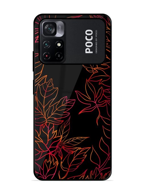 Red Floral Pattern Glossy Metal Phone Cover for Poco M4 Pro (5G) Zapvi