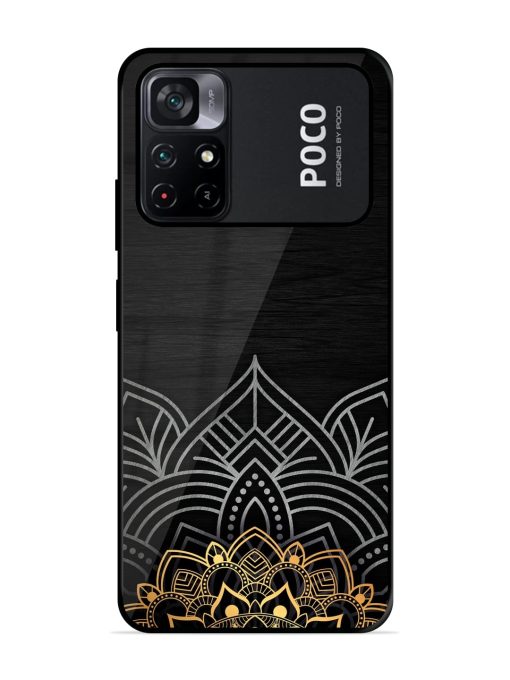 Decorative Golden Pattern Glossy Metal Phone Cover for Poco M4 Pro (5G) Zapvi