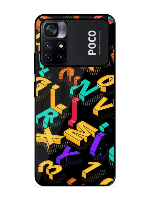 Seamless Pattern With Letters Glossy Metal Phone Cover for Poco M4 Pro (5G) Zapvi