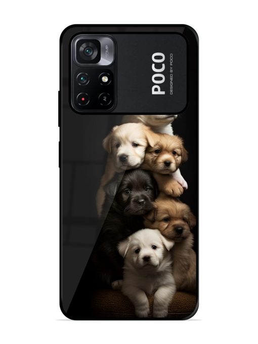 Cute Baby Dogs Glossy Metal Phone Cover for Poco M4 Pro (5G) Zapvi