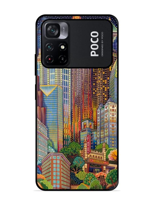 Cityscapes Art Glossy Metal Phone Cover for Poco M4 Pro (5G) Zapvi