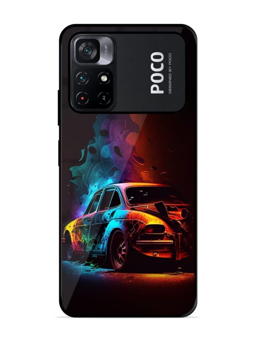 High Classic Car Art Glossy Metal Phone Cover for Poco M4 Pro (5G) Zapvi