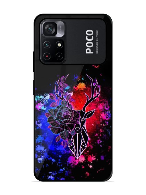 Floral Deer Art Glossy Metal Phone Cover for Poco M4 Pro (5G) Zapvi