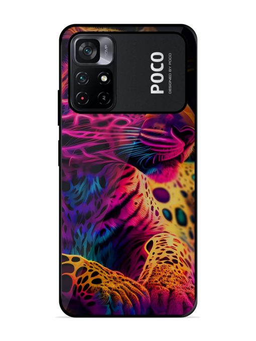 Leopard Art Glossy Metal Phone Cover for Poco M4 Pro (5G) Zapvi