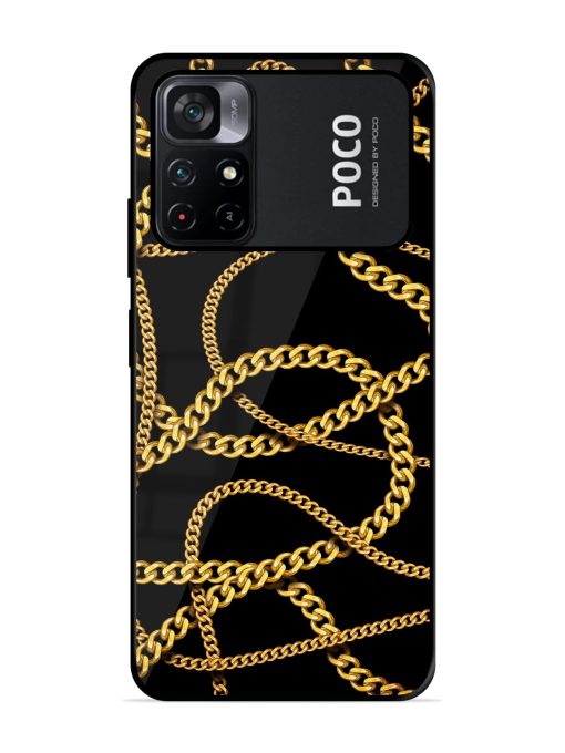 Decorative Golde Chain Glossy Metal Phone Cover for Poco M4 Pro (5G) Zapvi