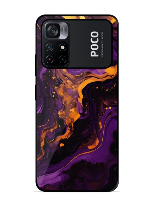 Painting Of A Purple Glossy Metal Phone Cover for Poco M4 Pro (5G) Zapvi