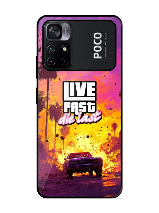 Live Fast Glossy Metal Phone Cover for Poco M4 Pro (5G) Zapvi