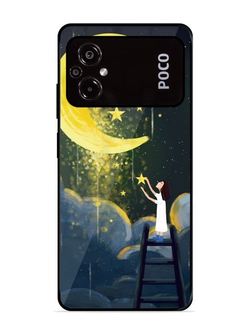 Moonlight Healing Night Illustration Glossy Metal TPU Phone Cover for Poco M5