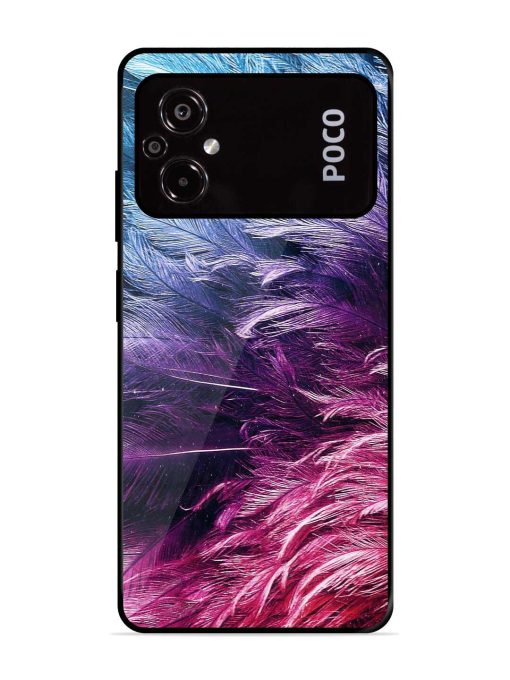 Light Grey Feather Background Glossy Metal Phone Cover for Poco M5 Zapvi